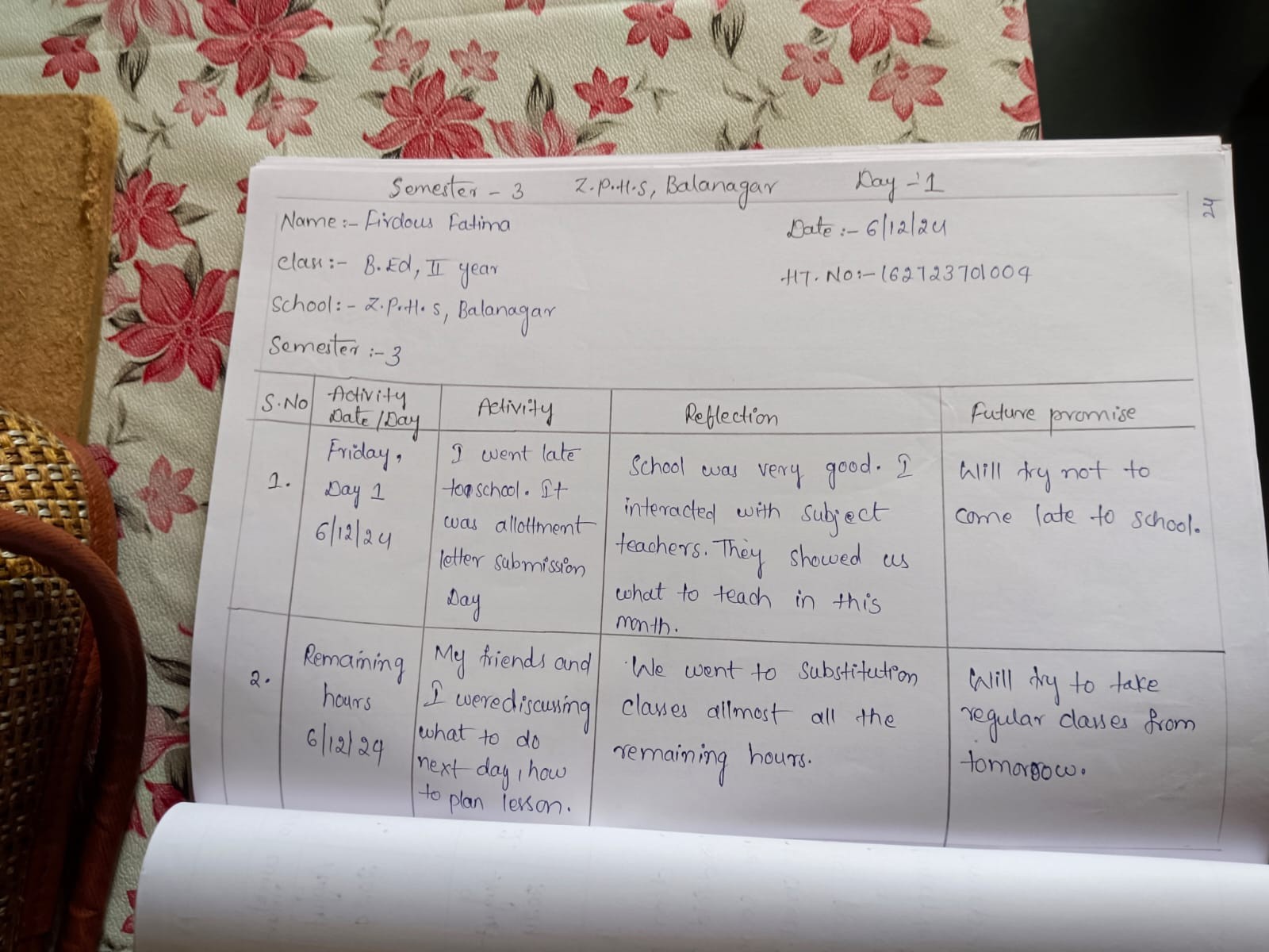 Teaching Reflection Document 1